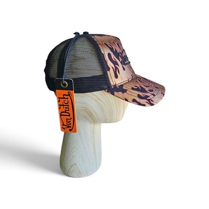 Y2k Von Dutch Flamed Black Trucker Hat