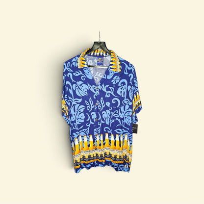 Corona extra tropica leaf pattern Hawaiian button down short sleeve