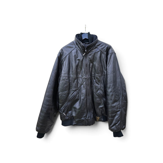 Vintage Ski 🎿 Doo Sno Gear quilted black lining leather jacket