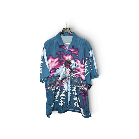 Y2k Anime Rurouni Kenshin Aop button up short sleeve