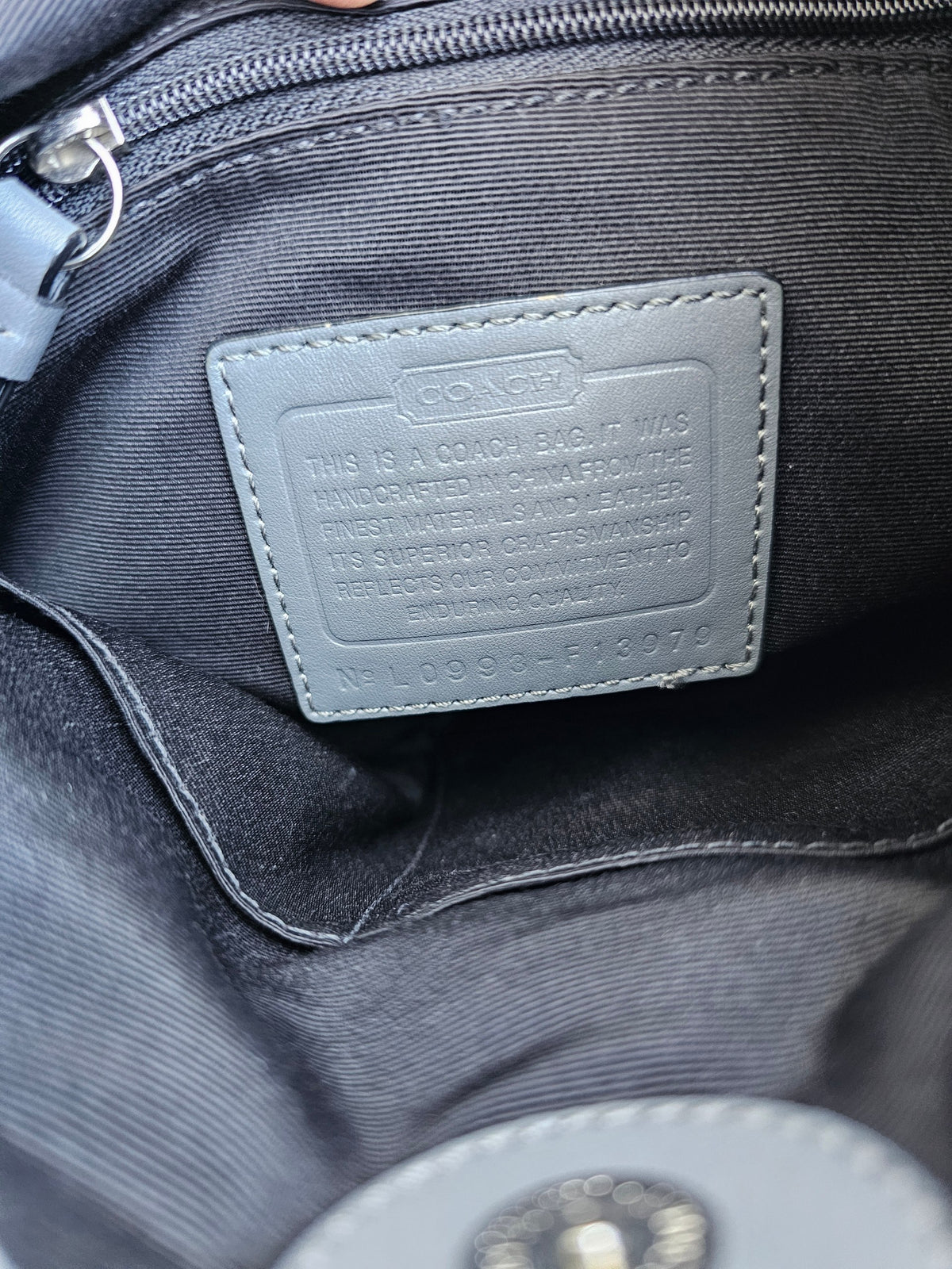 Coach silver grey jacquard Hamptons turnlock hobo bag