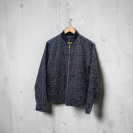 Atelier new regime AOP Script black lightweight reversible bomber jacket
