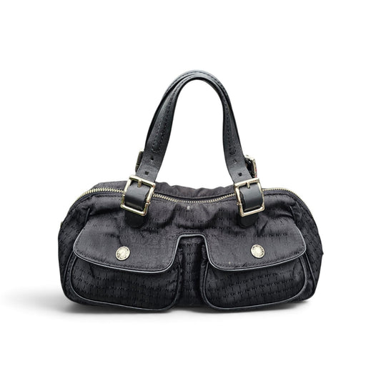 Y2k DKNY logo jacquard nylon leather satchel bag
