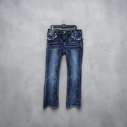 Womens Grace in LA easy fit dark wash bootcut denim pants