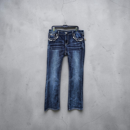 Womens Grace in LA easy fit dark wash bootcut denim pants