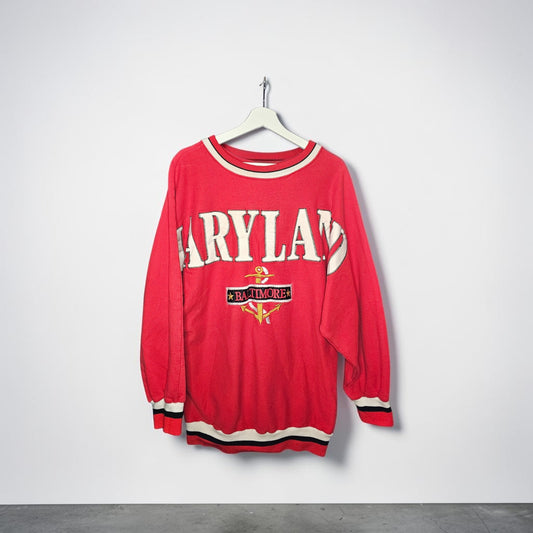 Vintage Spellout Maryland Baltimore Red Crewneck