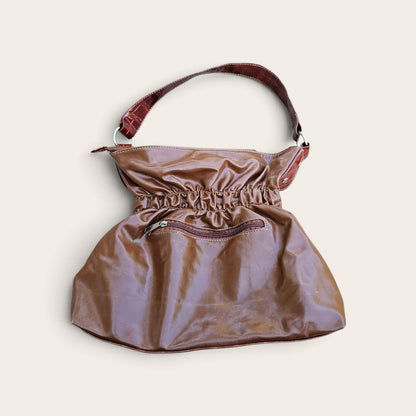 Y2k Beverly hills polo club brown faux leather hobo buckle logo brown shoulder purse