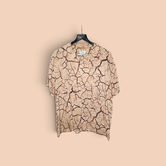 Dime cracked desert earth toned button up short sleeve shirt