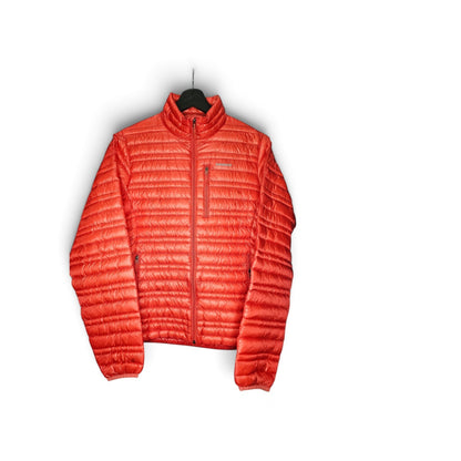 Womens Patagonia vibrant red orange ultralight down jacket