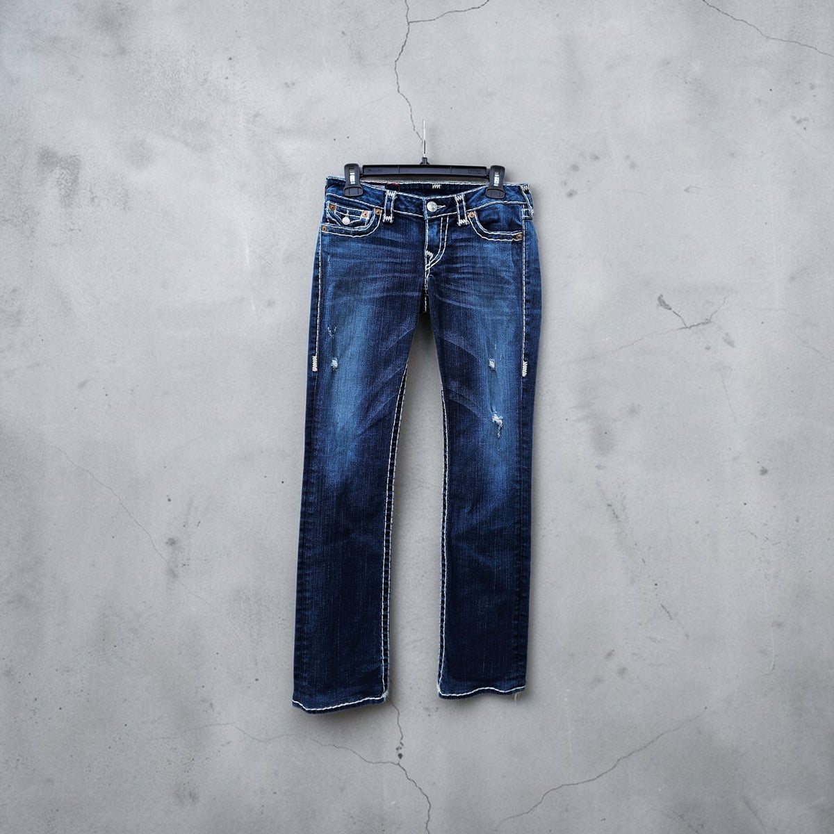 Womens True Religion dark wash low rise billy super t denim pants