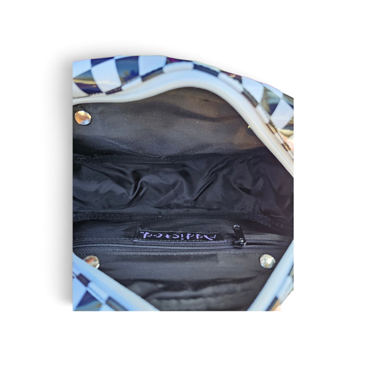 Y2k Addicted vinyl checkered bowler handbag