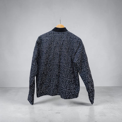 Atelier new regime AOP Script black lightweight reversible bomber jacket