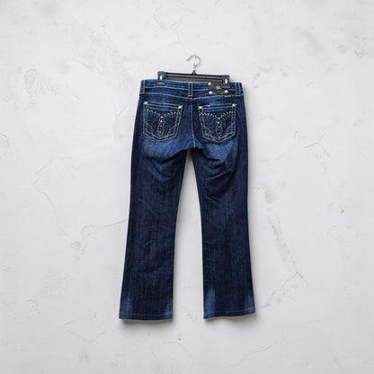 Womens Y2K Miss me dark blue bootcut denim pants