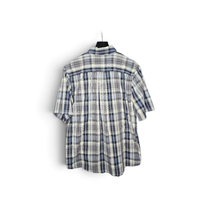 Carhartt white blue plaid button down short sleeve shirt