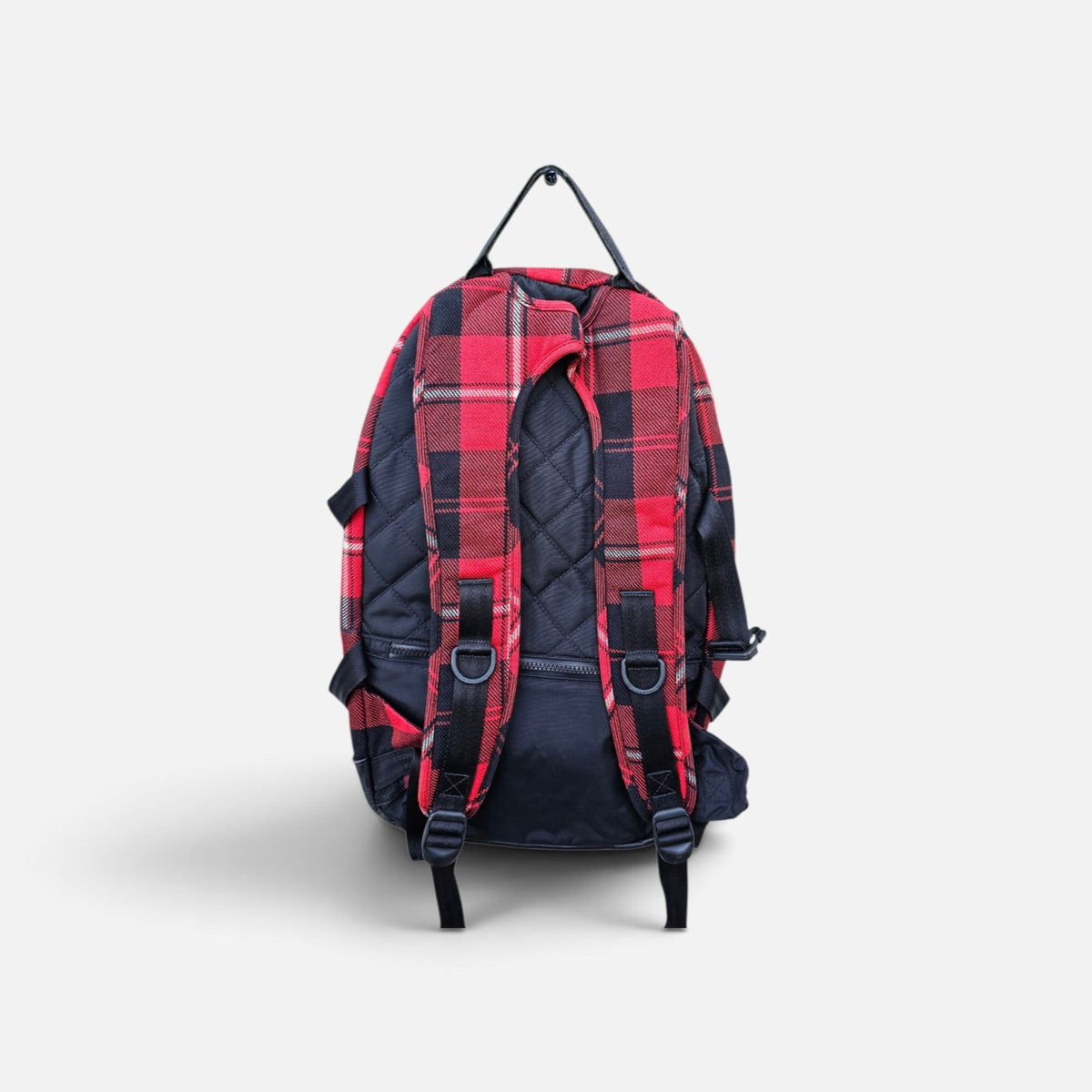 Eastpak vibrant red black plaid tartan pattern backpack