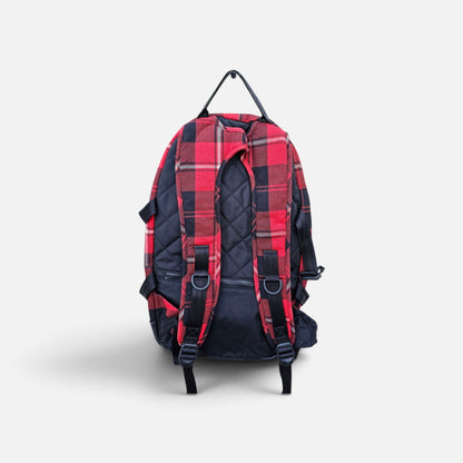 Eastpak vibrant red black plaid tartan pattern backpack