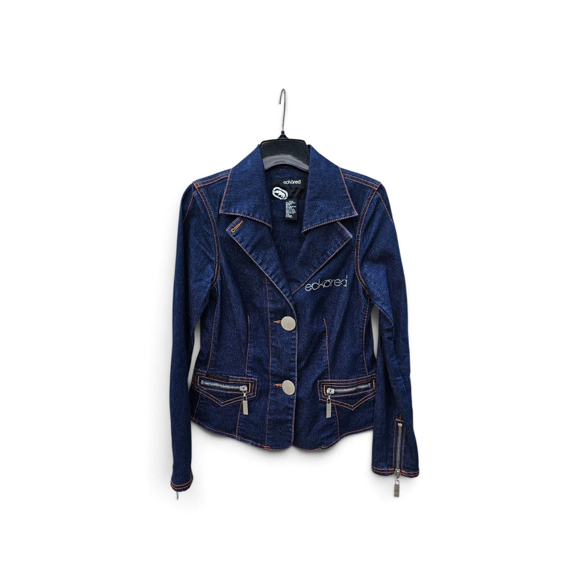 Y2k Ecko Red Tailored dark wash silver buttons denim jacket