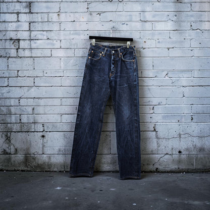 Visual unique koi  fish classic white painted logo pocket denim pants