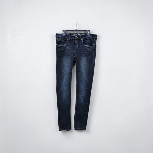 Womens Y2K Urban heritage dark wash skinny fit denim pants