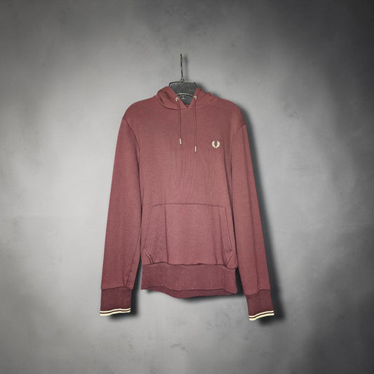 Fred Perry oxblood tipped sleeve burgundy red pullover hoodie