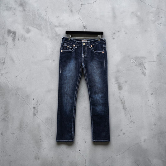 Womens Y2K True Religion dark wash low rise straight leg denim pants
