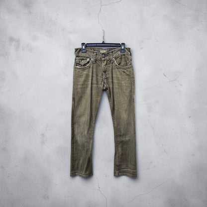 Y2k True religion ricky relaxed straight olive green denim pants