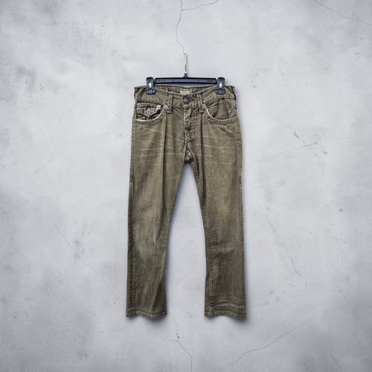 Y2k True religion ricky relaxed straight olive green denim pants