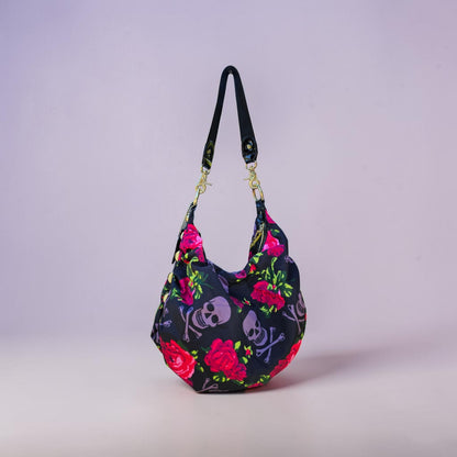 Betseyville betsey johnson black nylon floral print hobo shoulder bag