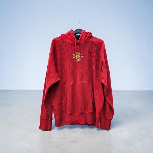 Nike 00s' Manchester United logo red pullover hoodie