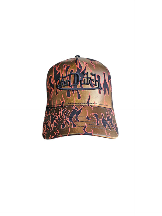 Y2k Von Dutch Flamed Black Trucker Hat