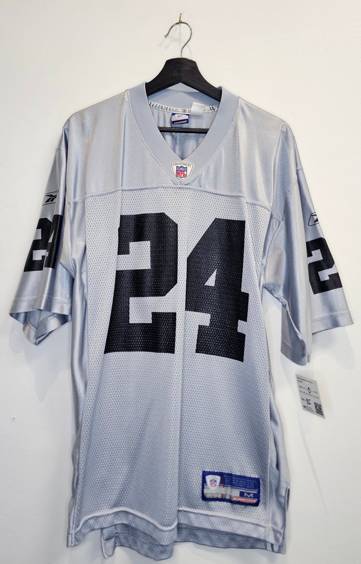 Vintage Reebok NFL Oakland Raiders Charles woodson silver alternate jersey