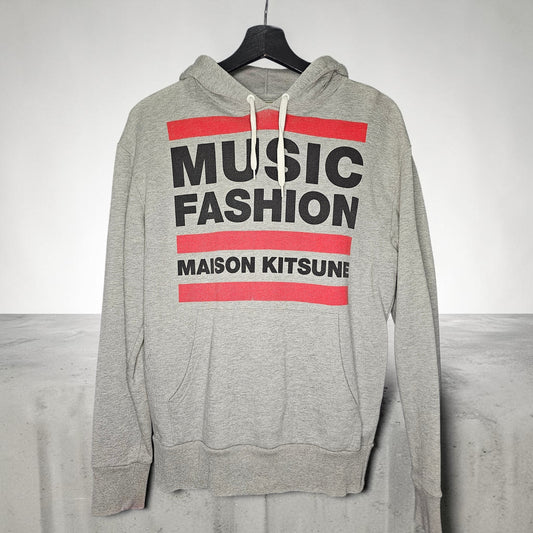 Maison Kitsune music fashion grey graphic pullover hoodie
