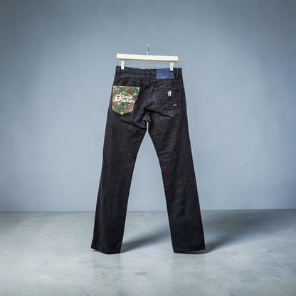 AAPE by bathing ape camo printed pocket black denim pants