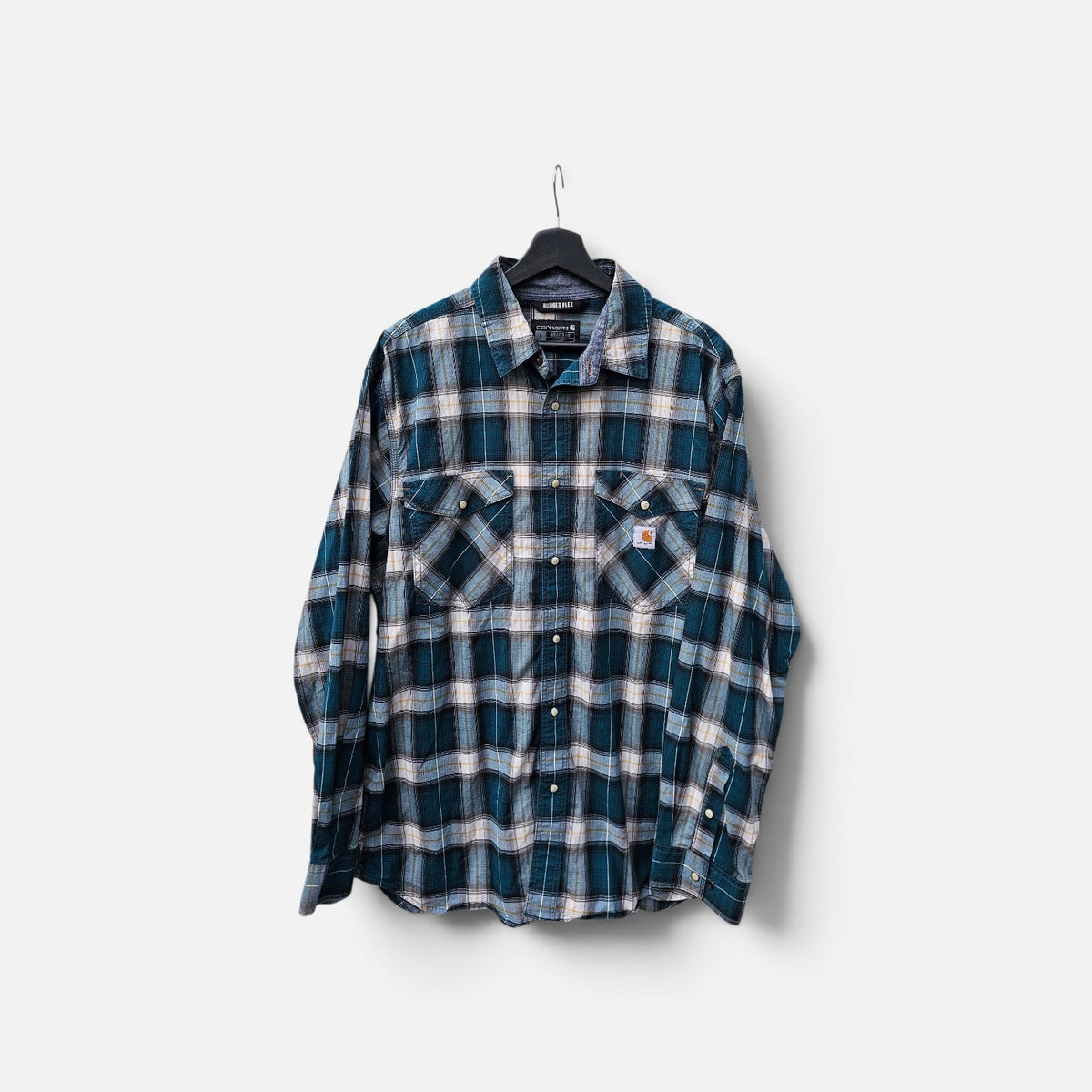 Carhartt Rugged flex relaxed fit viridian green plaid button-up longsleeve