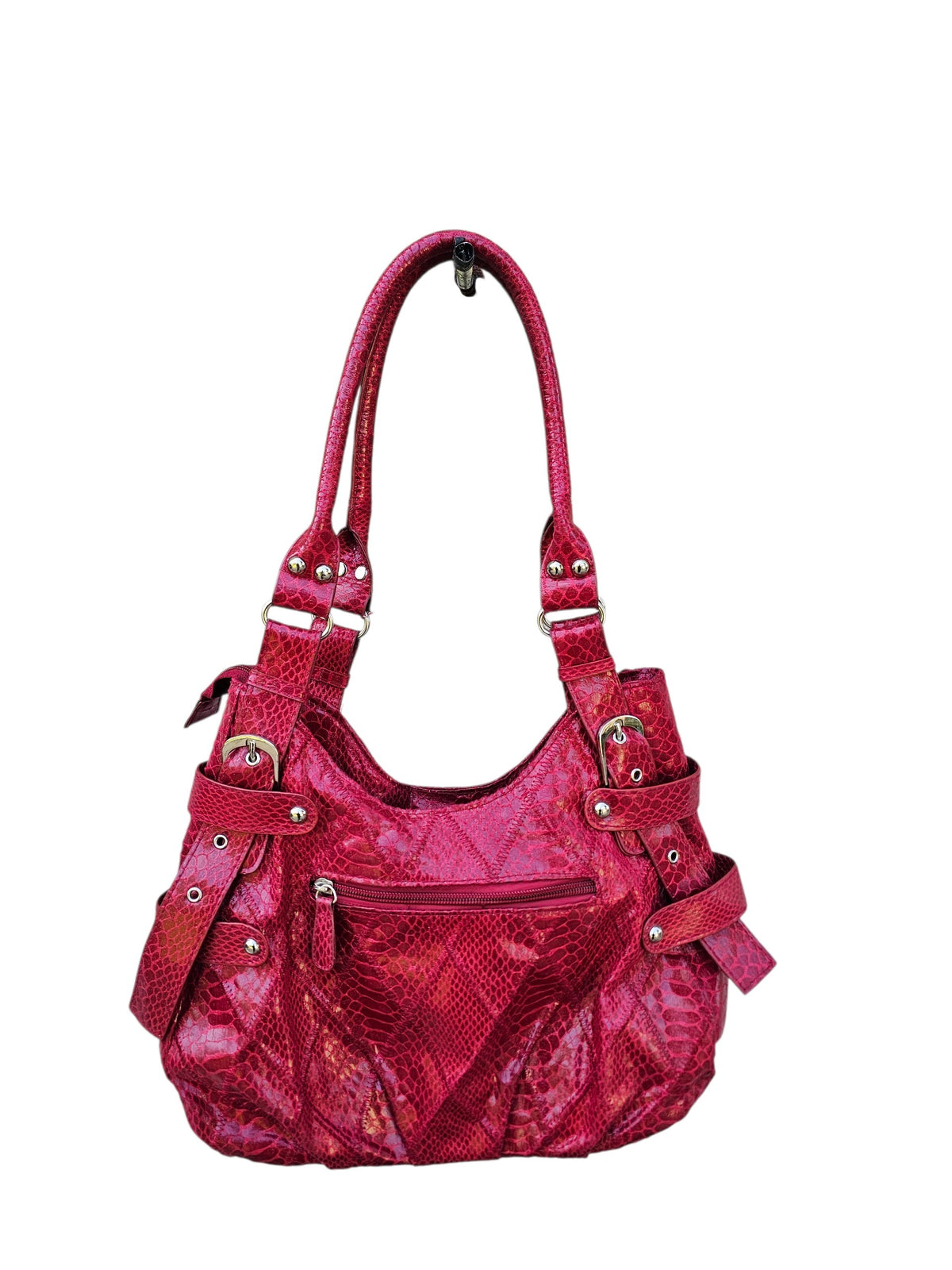 Y2k Veneto NY red faux leather snake print lightweight shoulder bag
