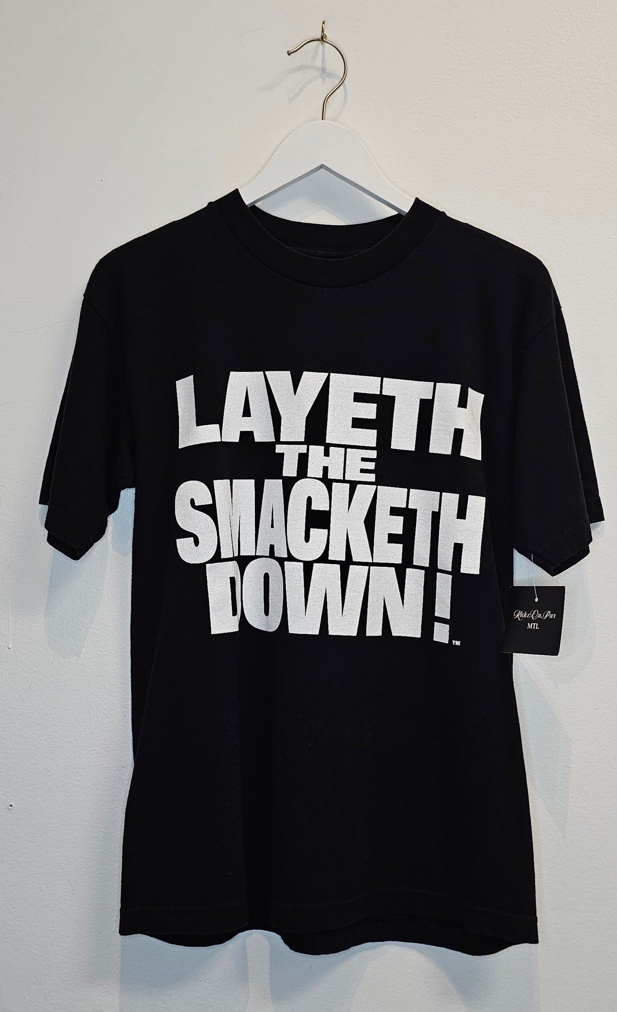 Vintage WWF Dwayne Johnson layeth the smacketh down black graphic tshirt
