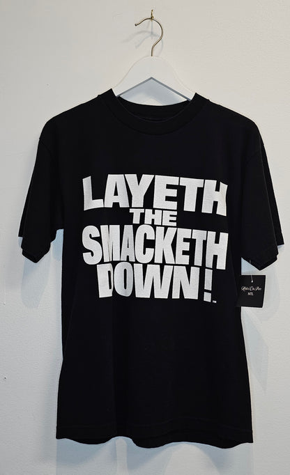 Vintage WWF Dwayne Johnson layeth the smacketh down black graphic tshirt