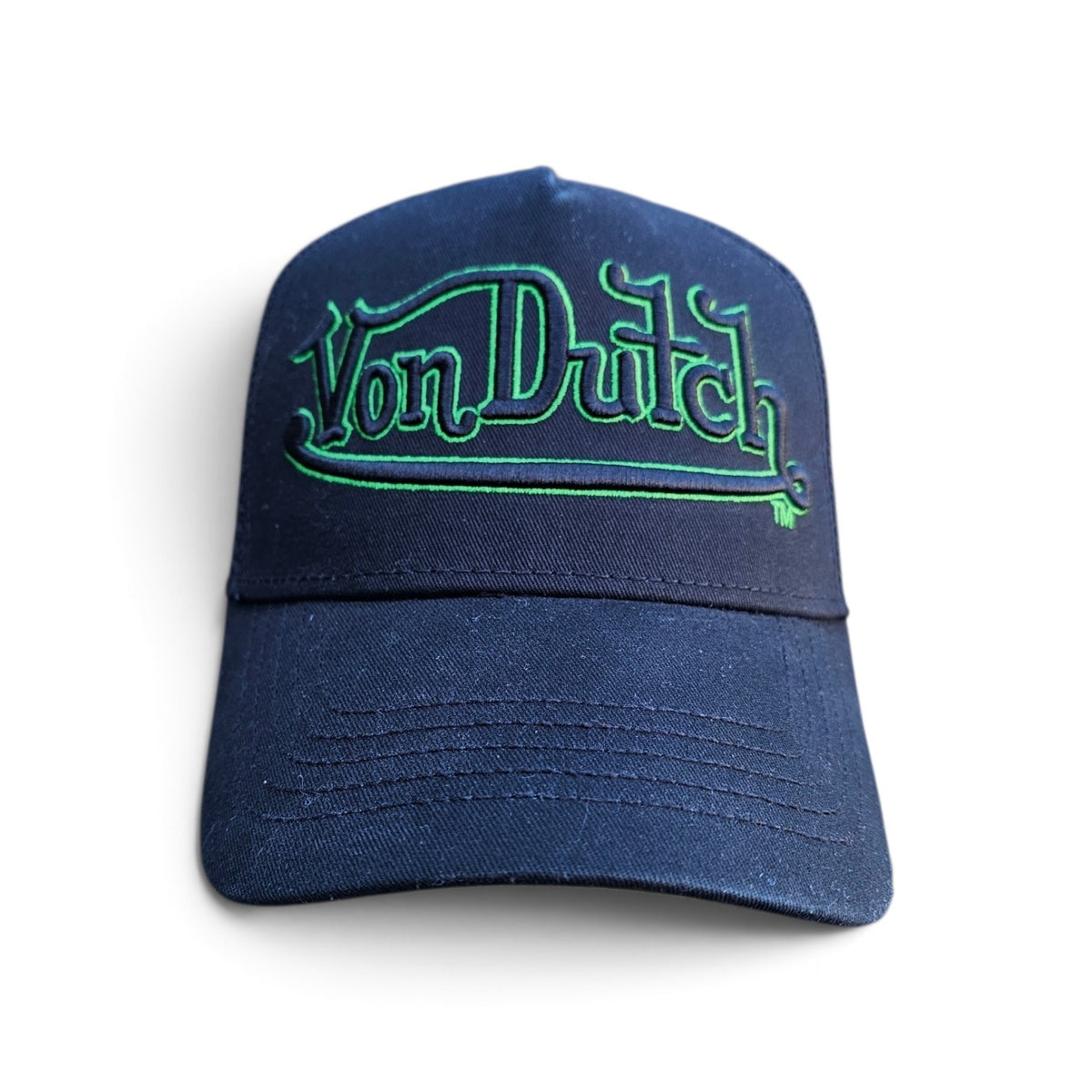 Y2k Von Dutch Burnout Black Trucker Hat