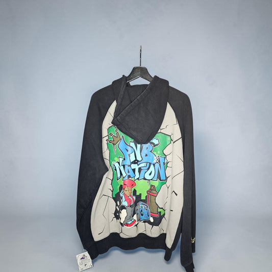 Y2K PNB Nation Big graphic graffiti print black pullover hoodie