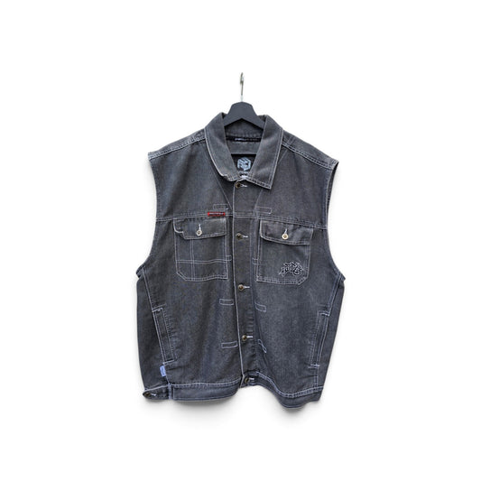 Y2K Southpole 2k team washed grey denim vest