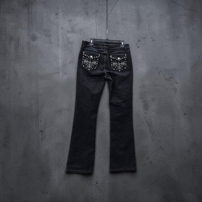 Womens Y2K Candy couture black washed bootcut denim pants