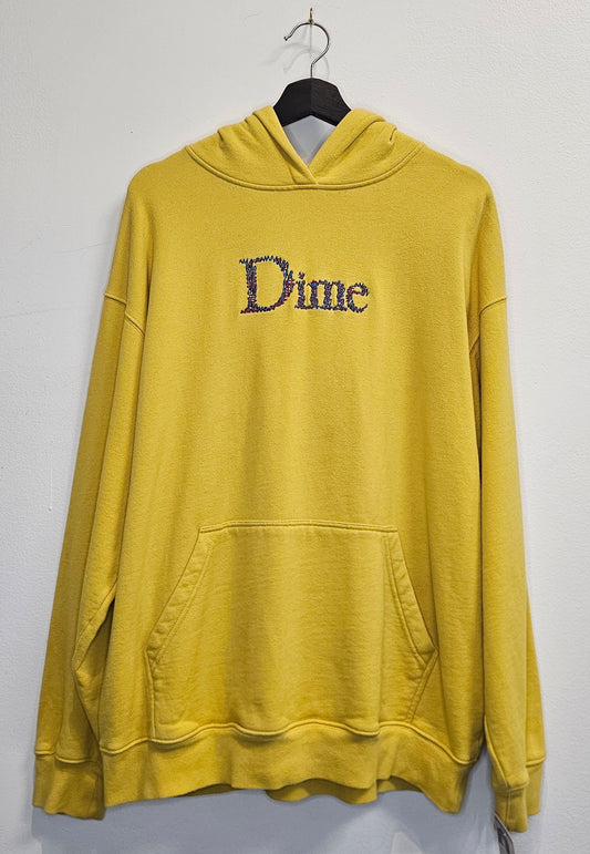 Dime Classic logo Scribble mustard yellow pullover hoodie