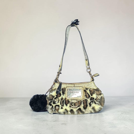 Y2k Guess leopard print faux shoulder bag