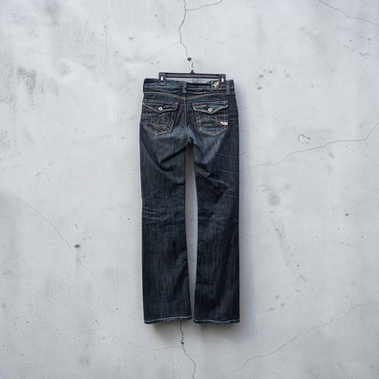 Y2K Womens Parasuco dark wash low rise straight leg slightly bootcut denim jeans
