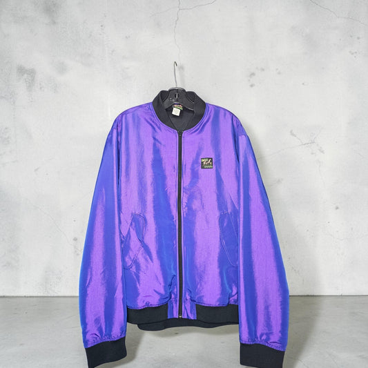 Vintage Surf Style Iridescent shiny purple bomber jacket