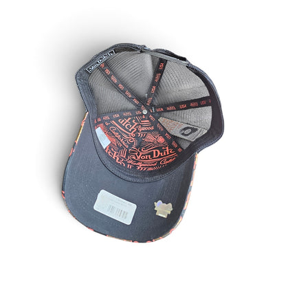 Y2k Von Dutch Flamed Black Trucker Hat