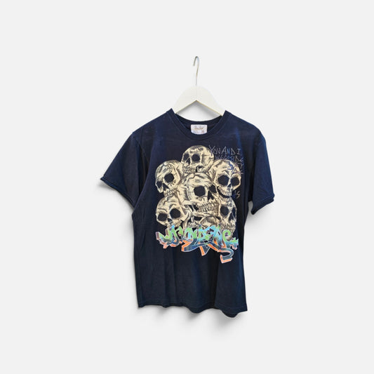 Dom Rebel Hand drawn skulls Graffiti Black Graphic Tshirt