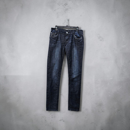Womens Y2k La idol dark wash slim fit denim jeans