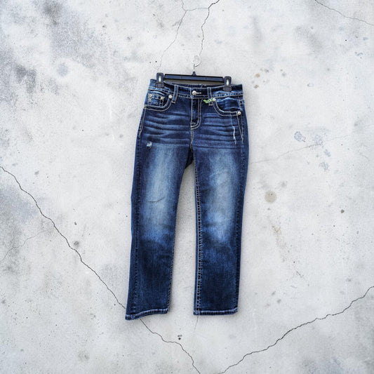 Womens Y2k Miss me mid rise stretched denim cropped pants