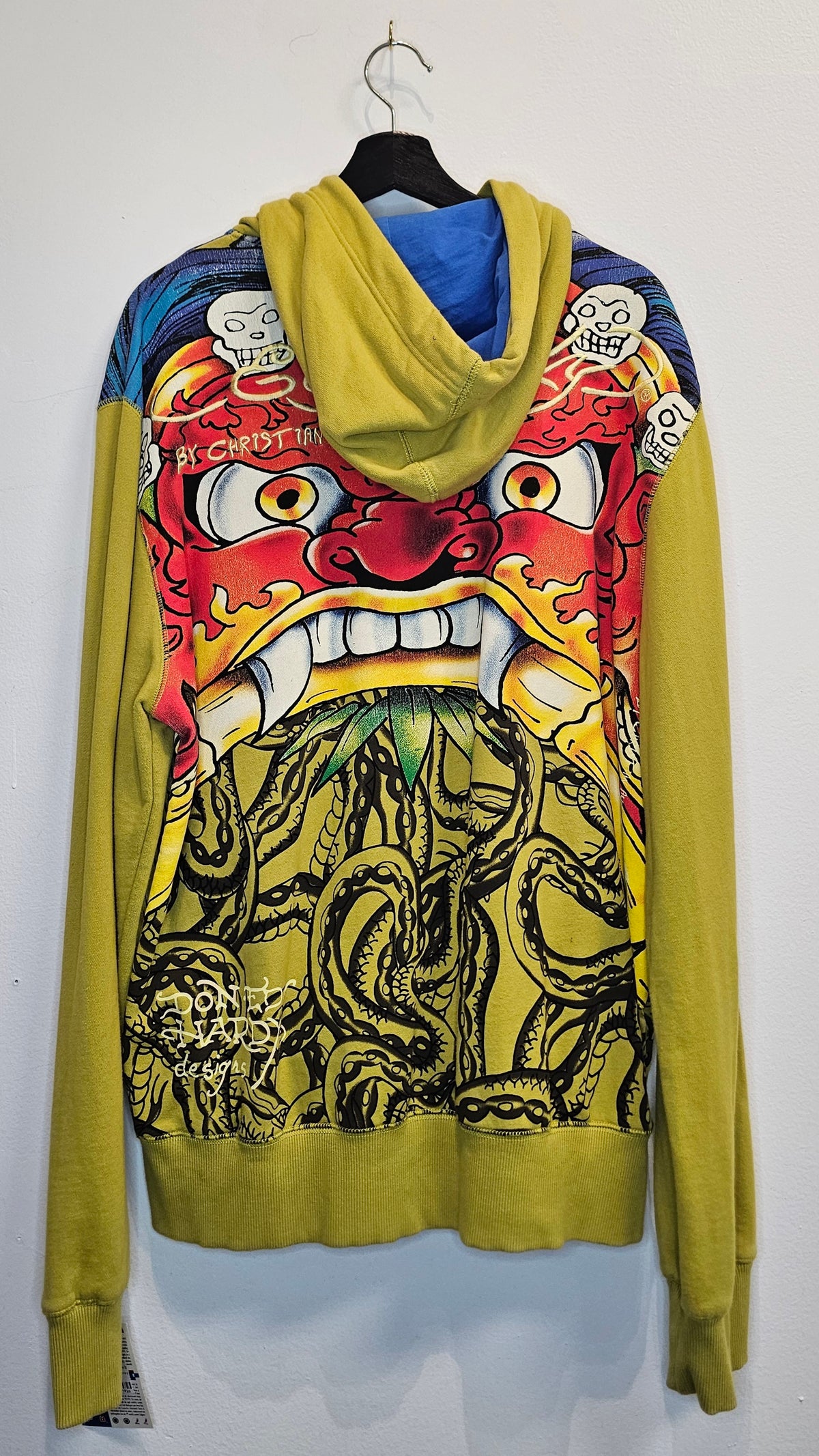 Y2k Ed hardy Christian Audigier bumblebee yellow AOP Graphic hoodie